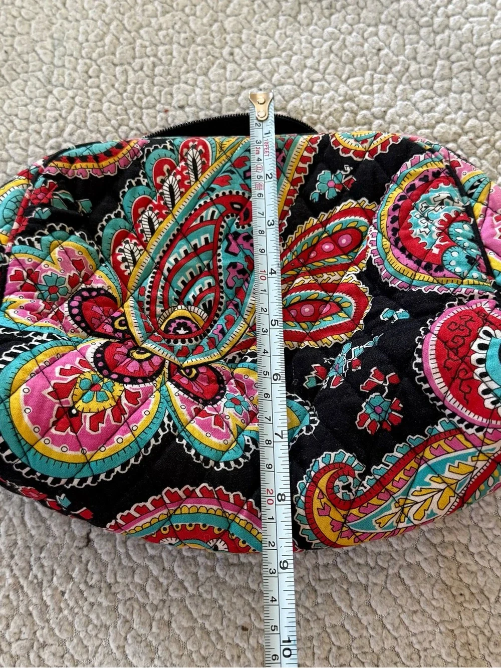 Vera Bradley colorful paisley floral pattern quilted makeup storage bag